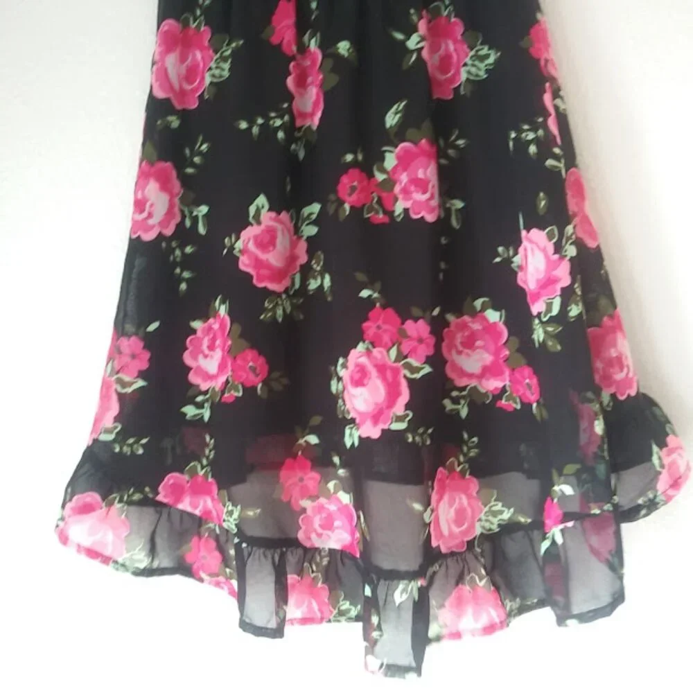 Wonder Nation girl's size M (7-8) black and gray floral dress